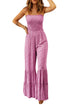 Thin Straps Smocked Bodice Wide Leg Floral Jumpsuit